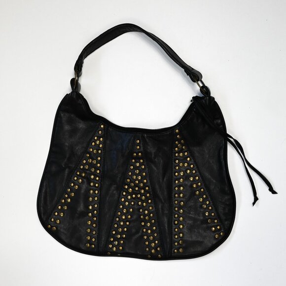 Retro Black Studded Handbag in Vegan Leather - Picture 1 of 2